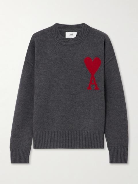 AMI Paris + Net Sustain Adc Intarsia Wool Sweater