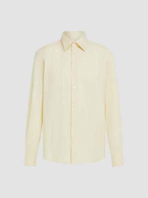 FERRAGAMO Men's Micro-Print Stretch-Cotton Poplin Shirt - Vanilla