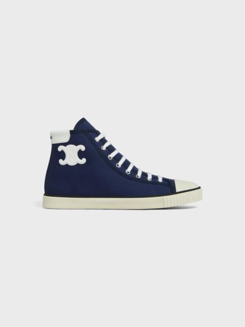 CELINE Celine Blank Mid Lace Up Sneaker with Toe Cap in Canvas and Calfskin