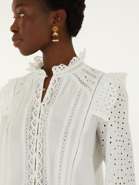 FARM RIO Eyelet Long Sleeve Blouse