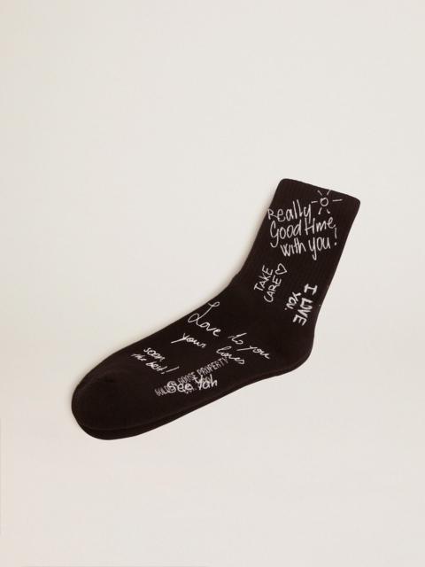 Golden Goose Black socks with white Golden Statement lettering