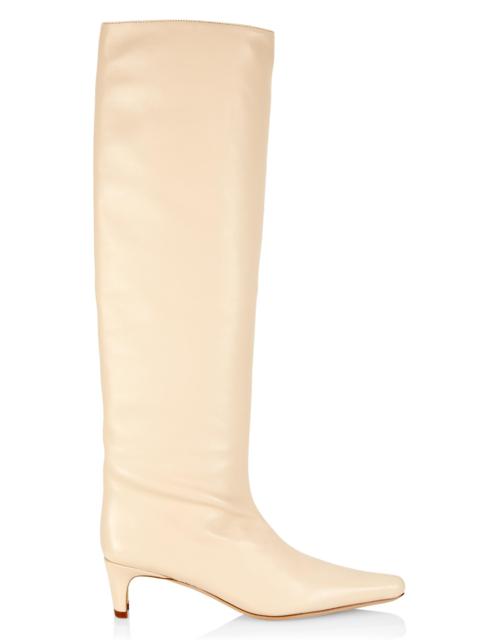 STAUD Women's Wally Leather Knee-High Boots - Cream