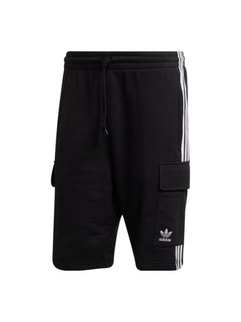 adidas adidas originals Solid Color Stripe Cargo Pocket Sports Shorts Black HB9542