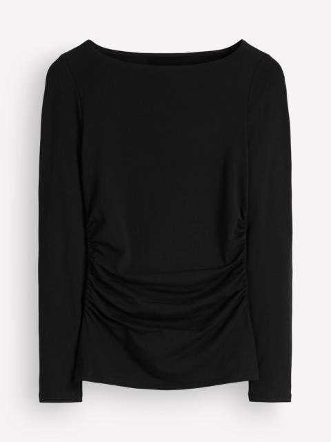 BODEN Gathered Detail Long sleeve-Black