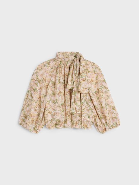 CELINE Puffed lavalliere top in silk crepon