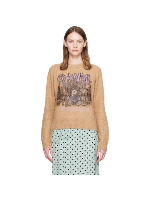 GANNI Beige Brushed Alpaca Forest Teddy Sweater