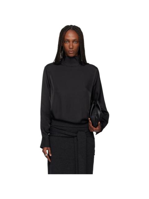 Tonywack Black Liquid Oversized High Neck Blouse