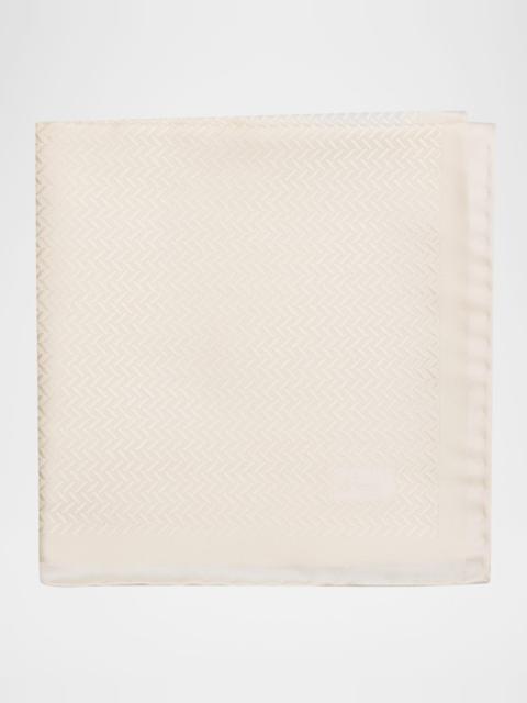 Brioni Men & apos;s Chevron Jacquard Hand-Rolled Silk Pocket Square