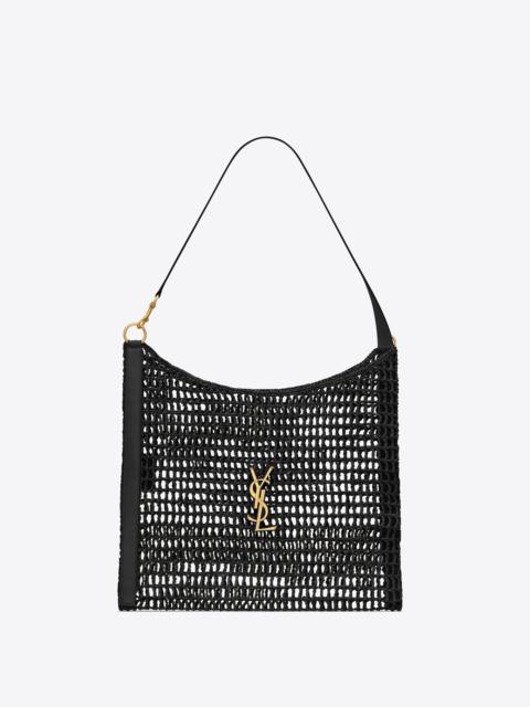 SAINT LAURENT cassandre shoulder bag in raffia macramé