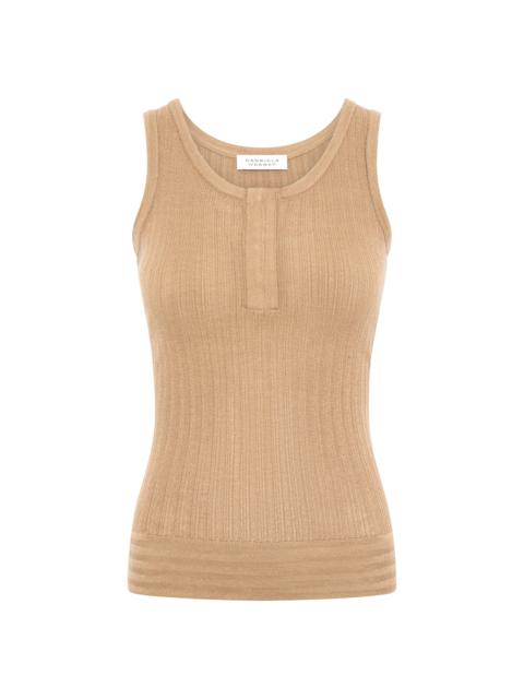 GABRIELA HEARST Alethe Knit Tank Top in Camel Cashmere Silk