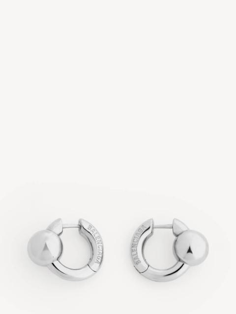 BALENCIAGA Atom Hoop Earrings in Shiny Silver