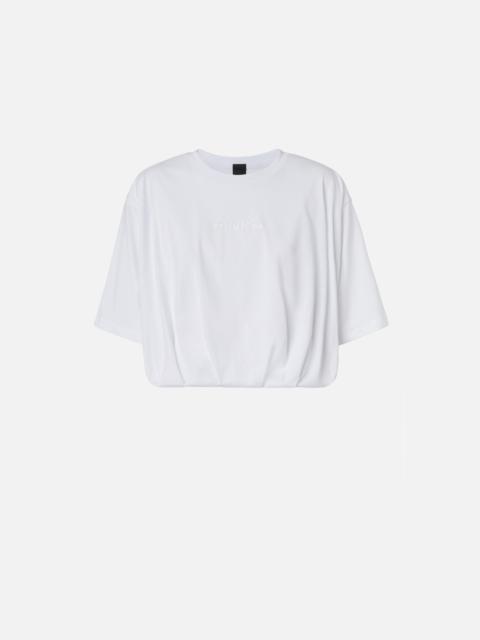 PINKO CROPPED JERSEY T-SHIRT WITH EMBROIDERED LOGO
