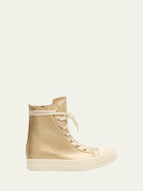 Rick Owens Metallic High-Top Sneakers