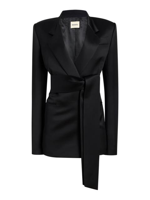 KHAITE Willow Belted Satin Jacket black