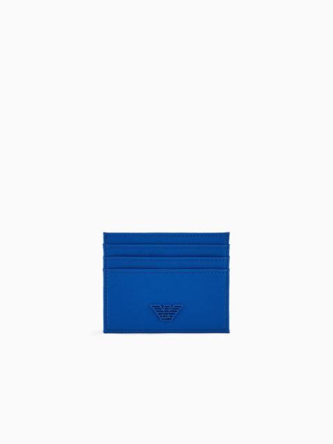 EMPORIO ARMANI ASV regenerated Saffiano leather card holder with rubberised eagle