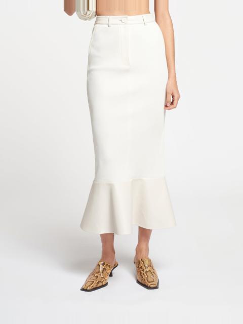 Leather-Trimmed Ribbed-Jersey Skirt