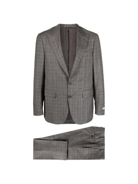 plaid-check single-breasted wool suit