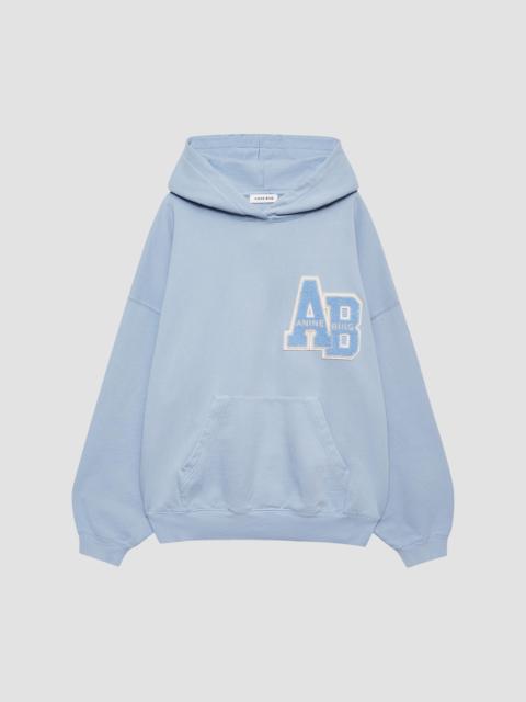 ANINE BING Women's Harvey Letterman Cotton Fleece Hoodie - Blue