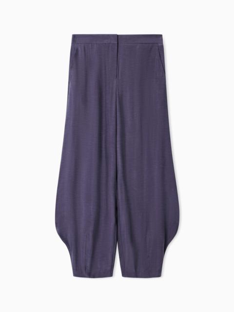 GIORGIO ARMANI ASV CUPRO TROUSERS WITH ROUNDED HEM