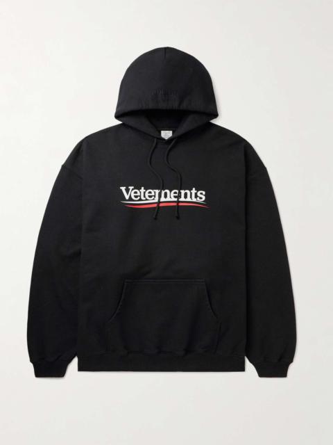 VETEMENTS Oversized Logo-Print Cotton-Blend Jersey Hoodie