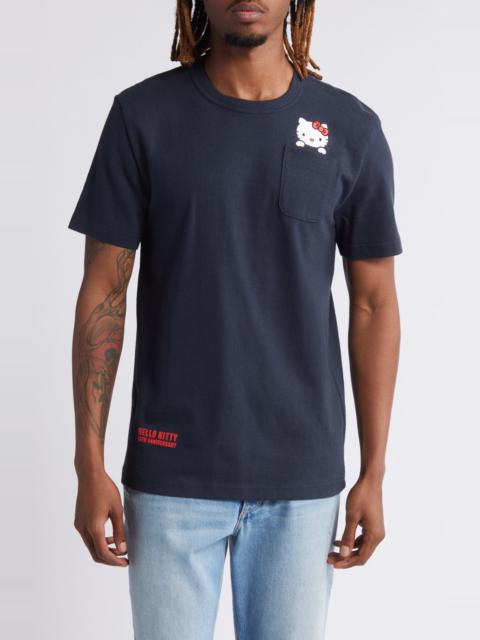 Champion x Sanrio Hello Kitty® 50th Anniversary Embroidered Pocket T-Shirt in Navy at Nordstrom