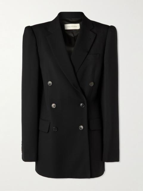 Dries Van Noten Double-breasted wool and mohair-blend twill blazer Black