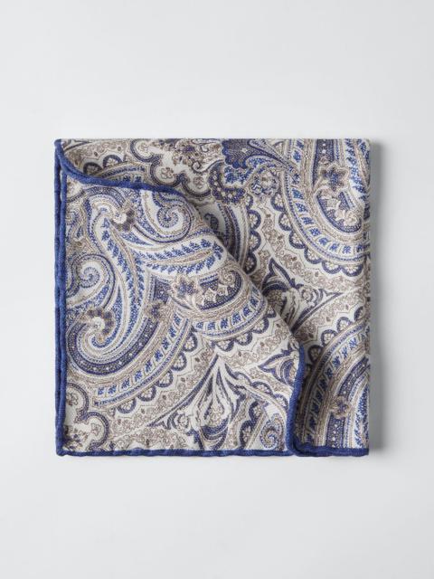 Double face silk pocket square with Paisley design