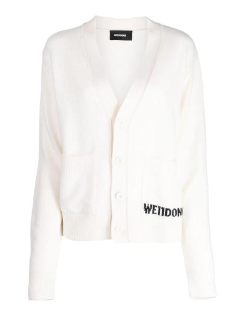 We11done Ivory Pocket Logo Knit Cardigan