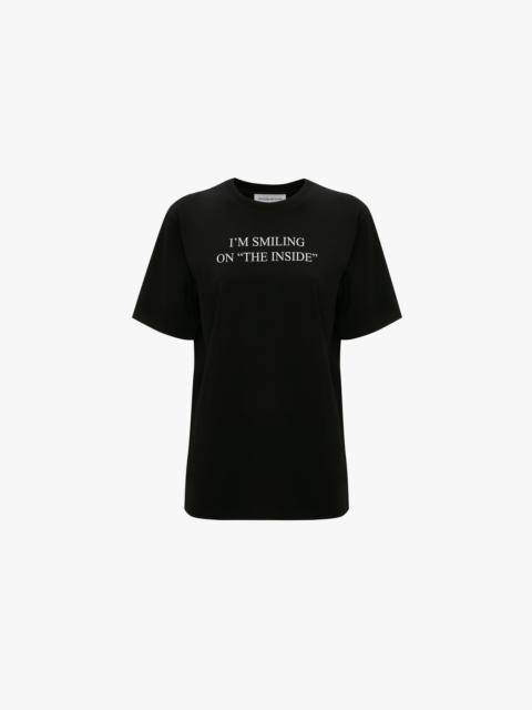Victoria Beckham 'I'm Smiling On The Inside' Slogan T-Shirt In Black