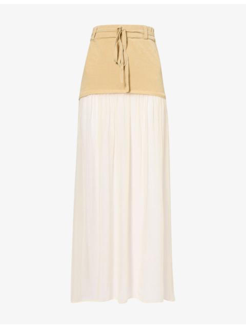 AYA MUSE Asha Sheer-Panel Cotton Maxi Skirt