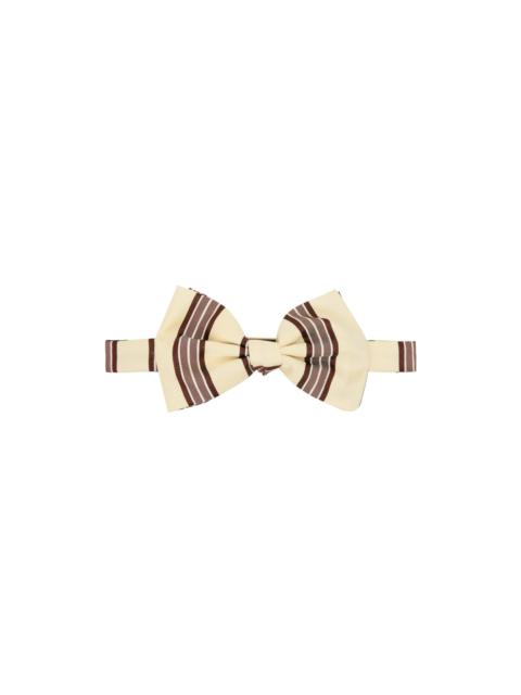 Beige & Brown Striped Bow Tie