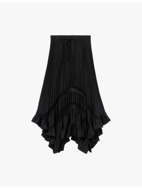 Claudie Pierlot Pleated Elasticated-Waist Woven Midi Skirt