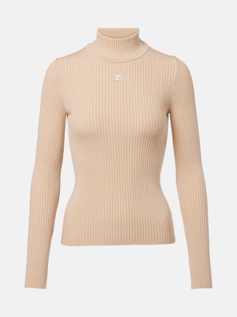 courrèges Reedition ribbed-knit mockneck sweater