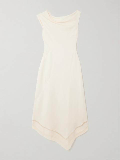 FAITHFULL Alva Asymmetric Lace-trimmed Woven Midi Dress