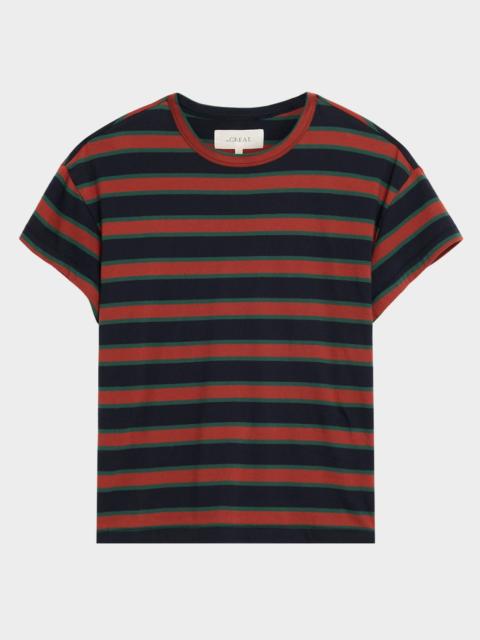 THE GREAT. The Boxy Striped Crewneck T-Shirt