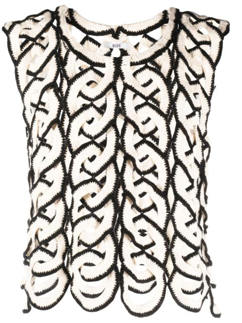 BODE Black Sleeveless Crochet Vest
