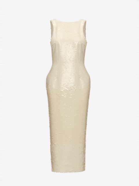 MAGDA BUTRYM Sequin backless column dress in cream
