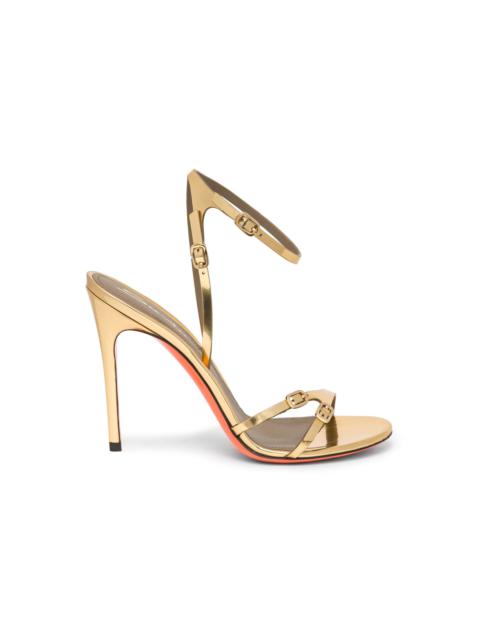 Women’s mirrored gold high-heel sandal