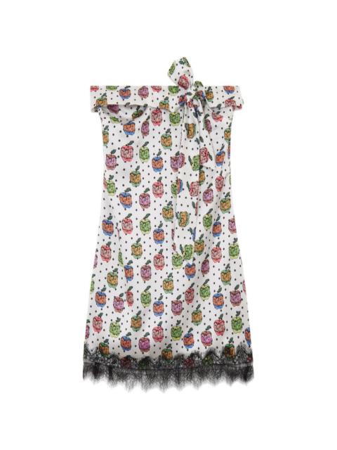 GCDS apple-print lace-detail mini dress