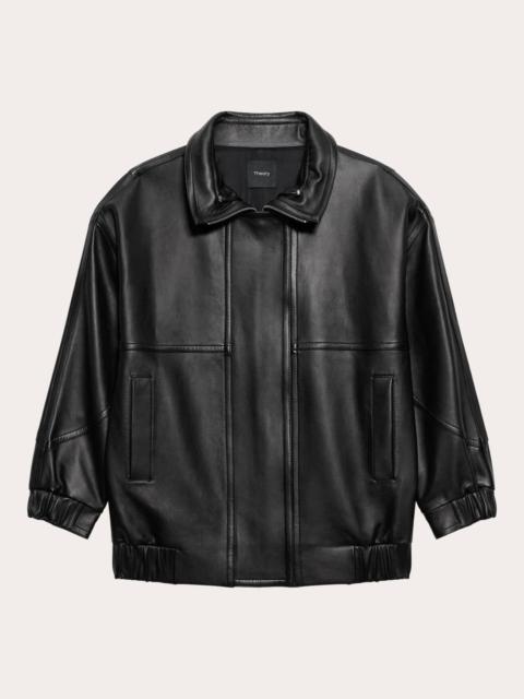Theory Cinched Leather Oversized Jacket