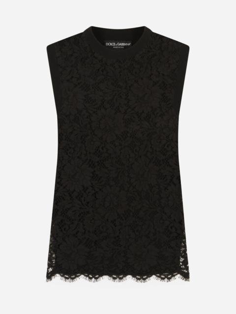 Dolce & Gabbana Sleeveless wool and lace sweater