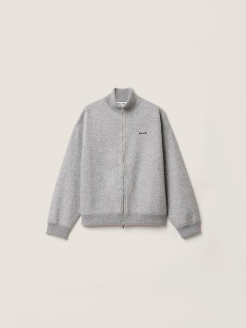 Miu Miu Cashmere and jersey zipper cardigan