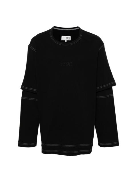 layered-design cotton T-shirt