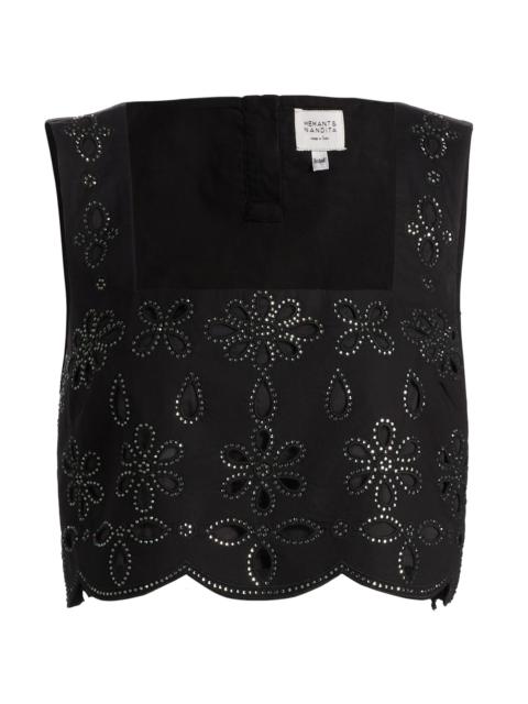 HEMANT & NANDITA Women's Hira Crystal-Embellished Floral Cotton Tank - Black