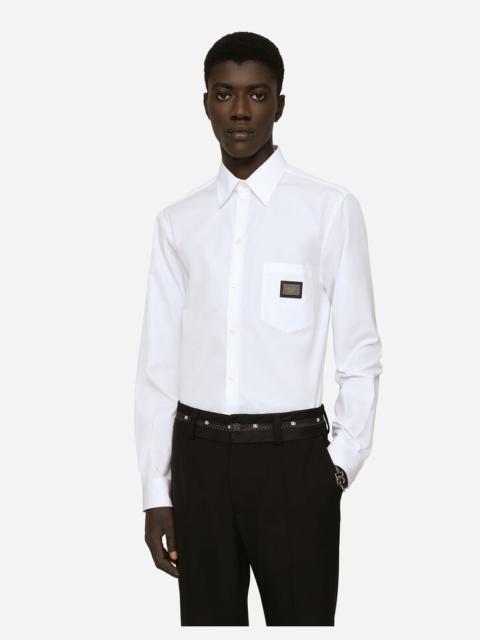 Cotton Martini-fit shirt with branded tag