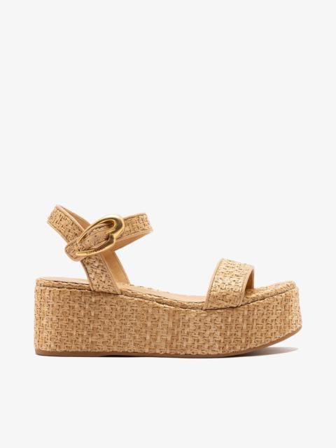 Larroudé Verona Flatform Sandal Beige Raffia