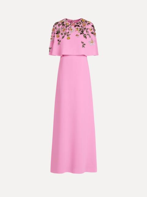 Oscar de la Renta BEADED MIXED BOTANICAL EMBROIDERED CAFTAN