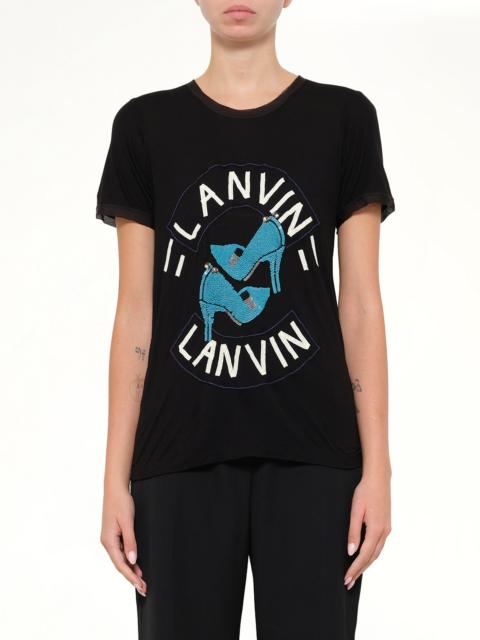 Lanvin Lanvin Embroidered Jeresy Top in Black