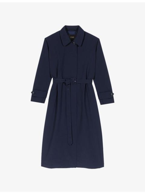 maje Detachable-Hood Woven Trench Coat