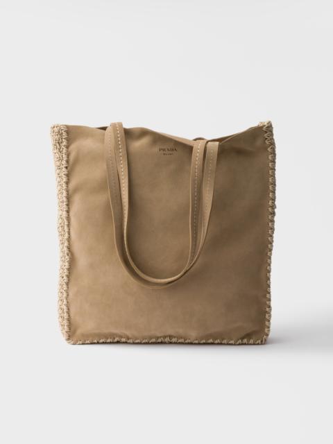 Prada Large suede and crochet tote bag